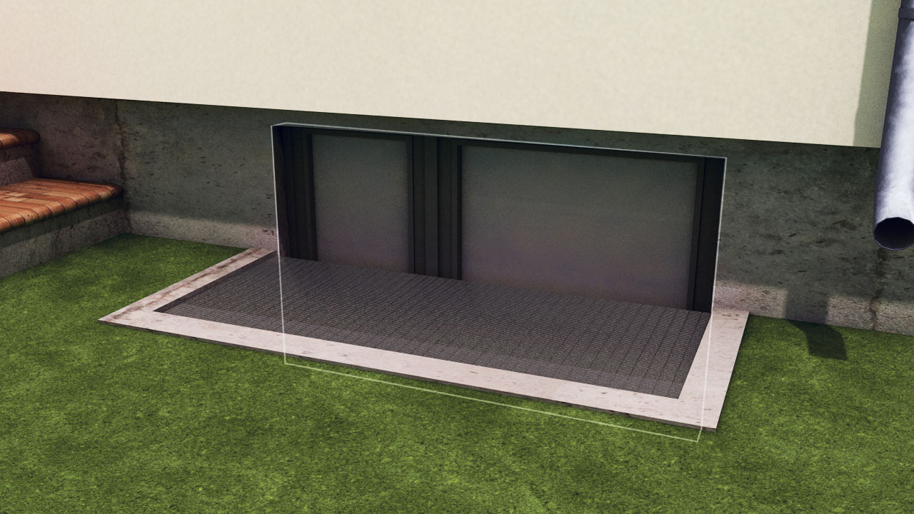 Sichtschacht in Verbindung mit Kellerfenster